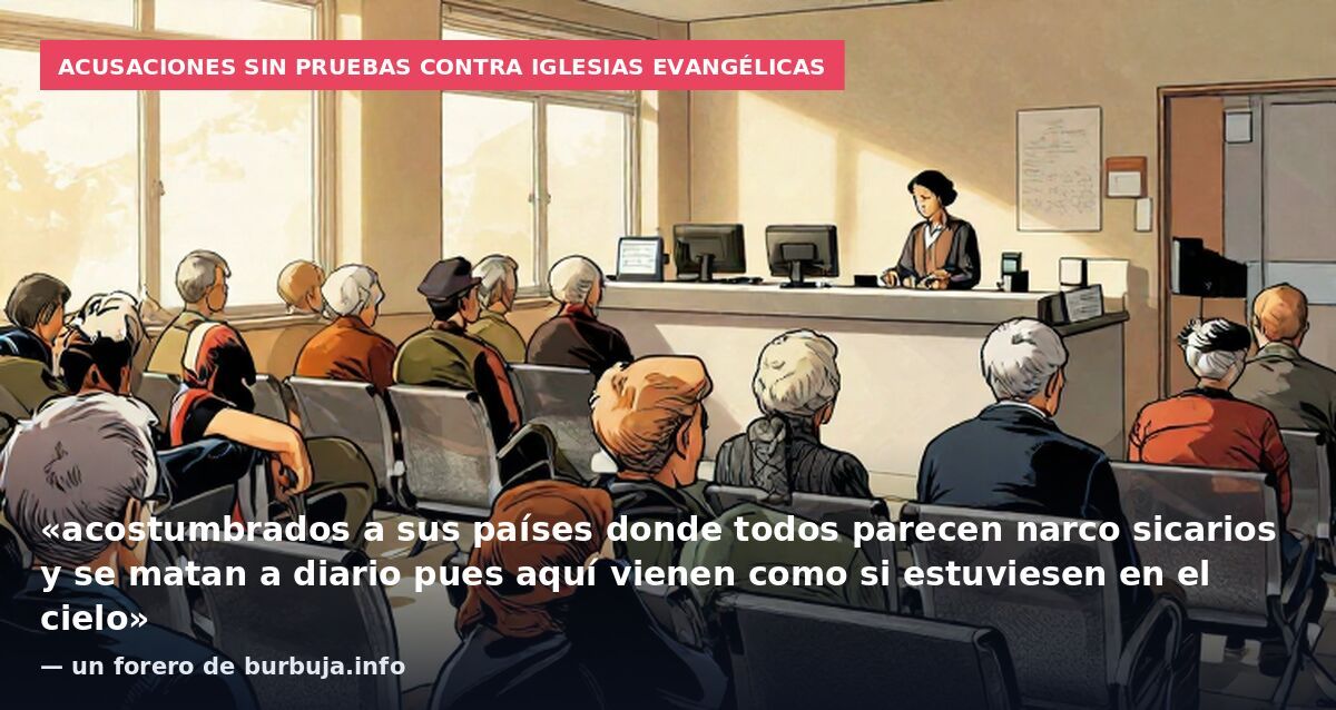 Acusaciones sin pruebas contra iglesias evangélicas: «acostumbrados a sus países donde todos parecen narco sicarios y se matan a diario pues aquí vienen como si estuviesen en el cielo» — un forero de burbuja.info