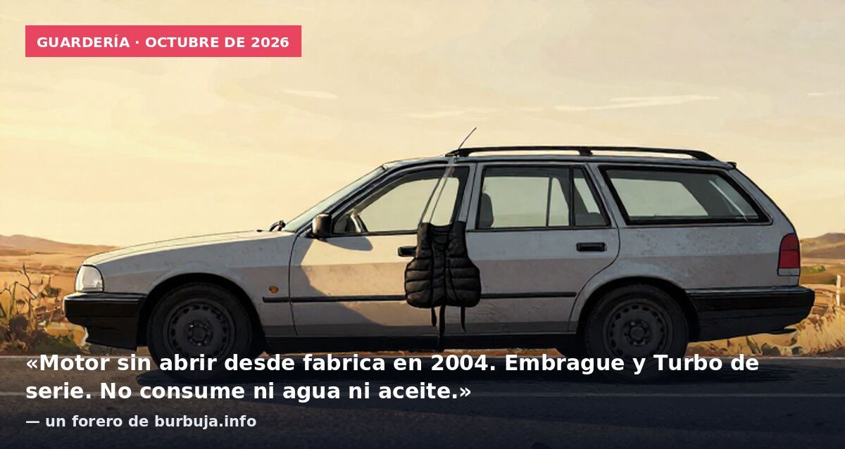 Guardería · octubre de 2026: «Motor sin abrir desde fabrica en 2004. Embrague y Turbo de serie. No consume ni agua ni aceite.» — un forero de burbuja.info