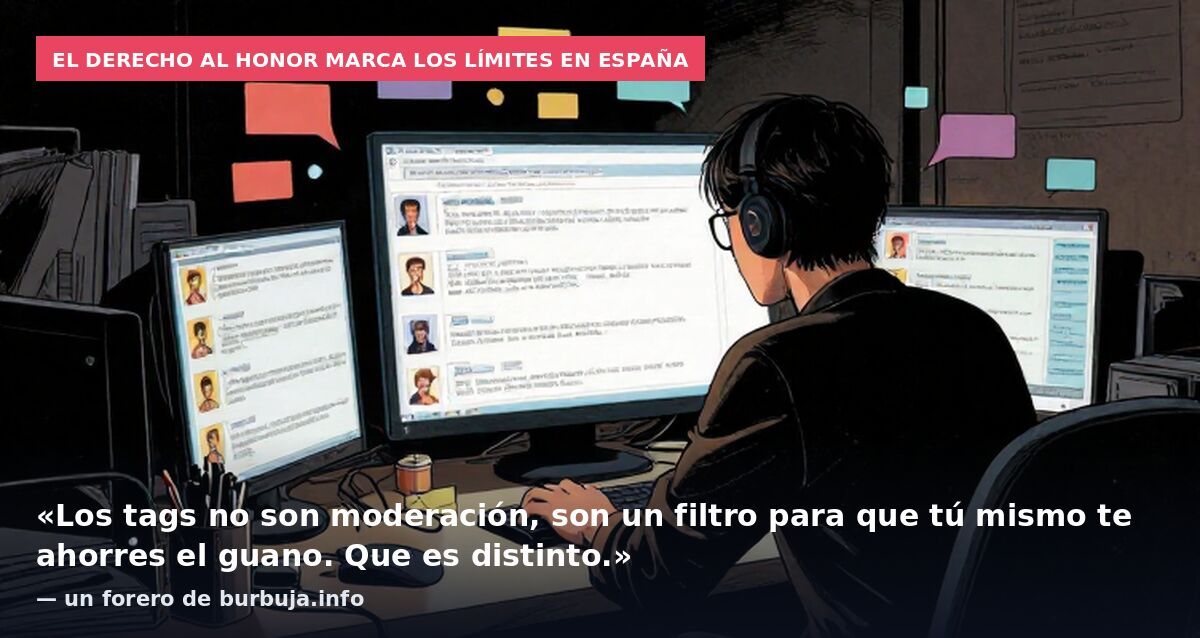 El derecho al honor marca los límites en España: «Los tags no son moderación, son un filtro para que tú mismo te ahorres el guano. Que es distinto.» — un forero de burbuja.info