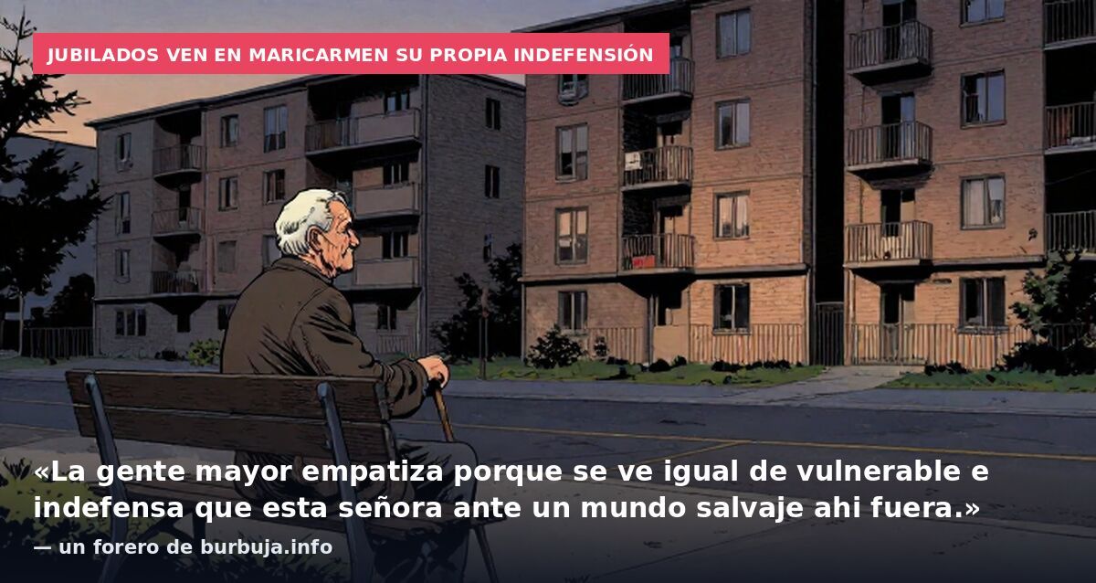 Jubilados ven en Maricarmen su propia indefensión: «La gente mayor empatiza porque se ve igual de vulnerable e indefensa que esta señora ante un mundo salvaje ahi fuera.» — un forero de burbuja.info