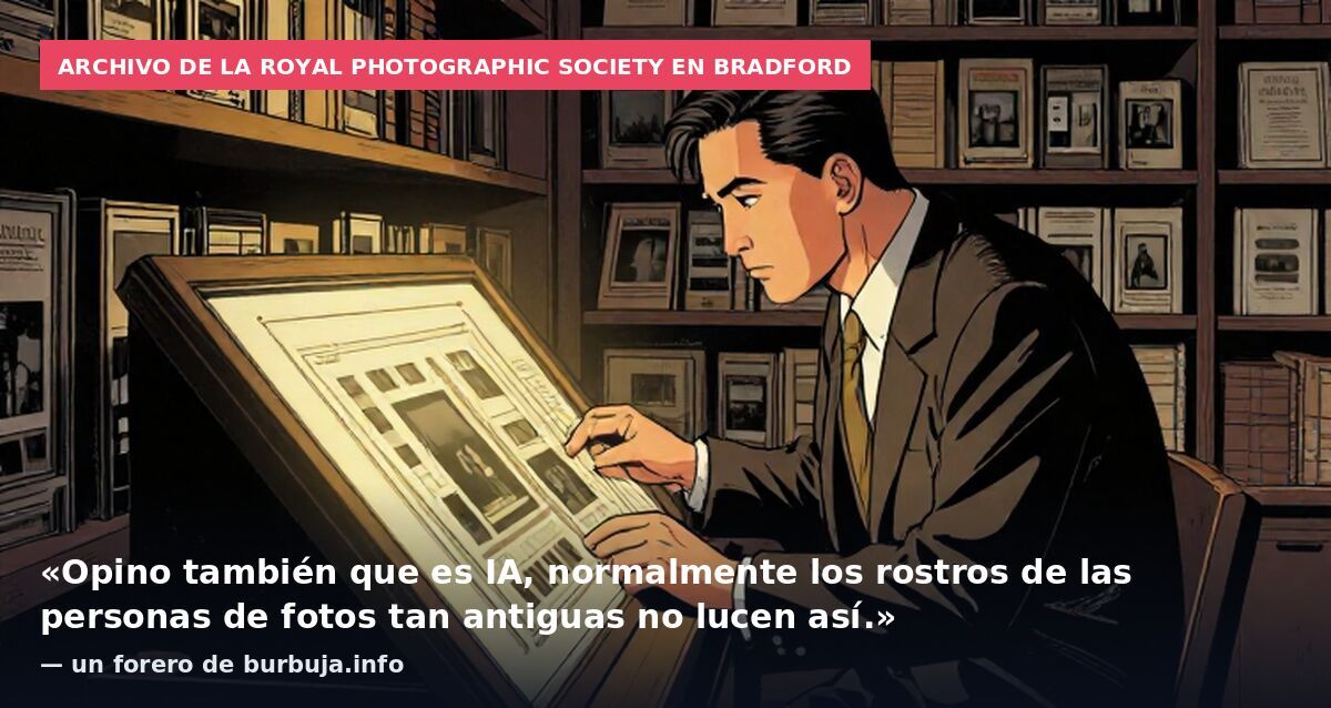 Archivo de la Royal Photographic Society en Bradford: «Opino también que es IA, normalmente los rostros de las personas de fotos tan antiguas no lucen así.» — un forero de burbuja.info