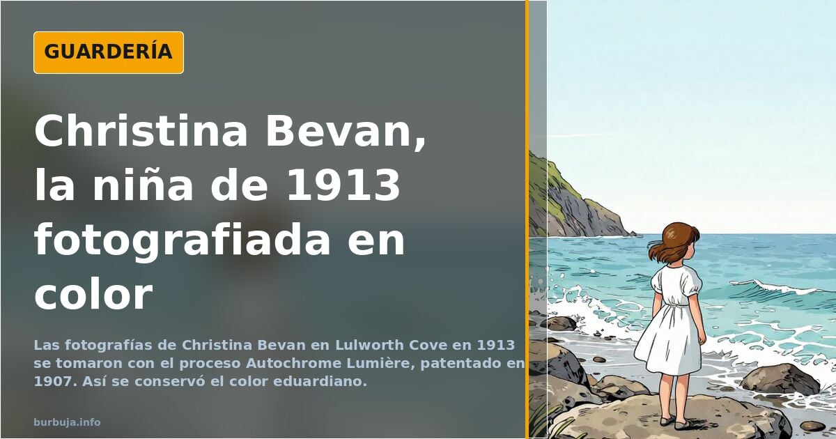 1913: Fotografías en tonalidad de una chortina inglesa en la playa de Lulworth Cove