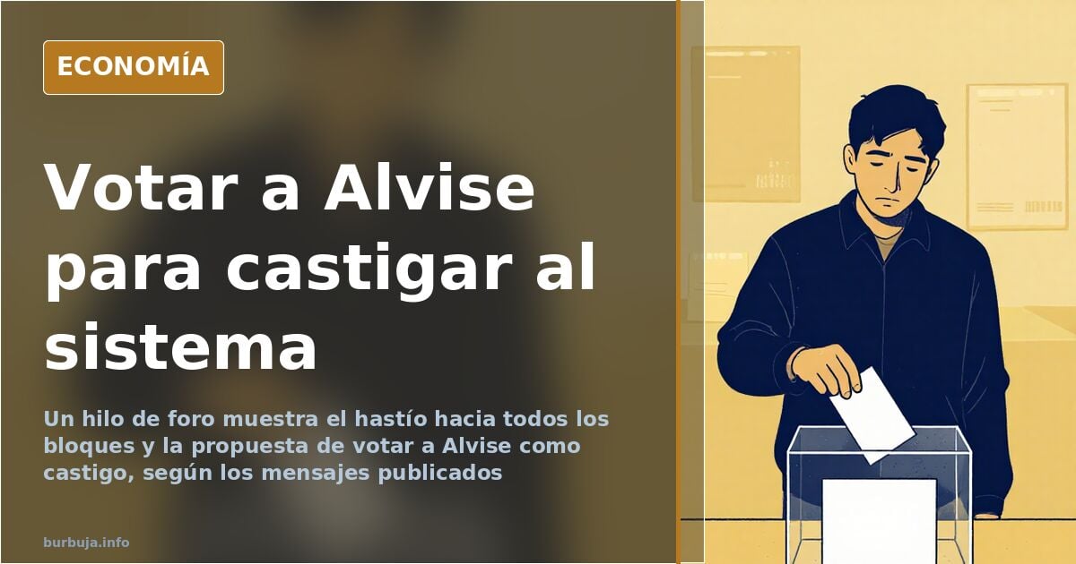Ilustración editorial de una urna electoral con papeletas dispersas sobre fondo azul marino y detalles dorados