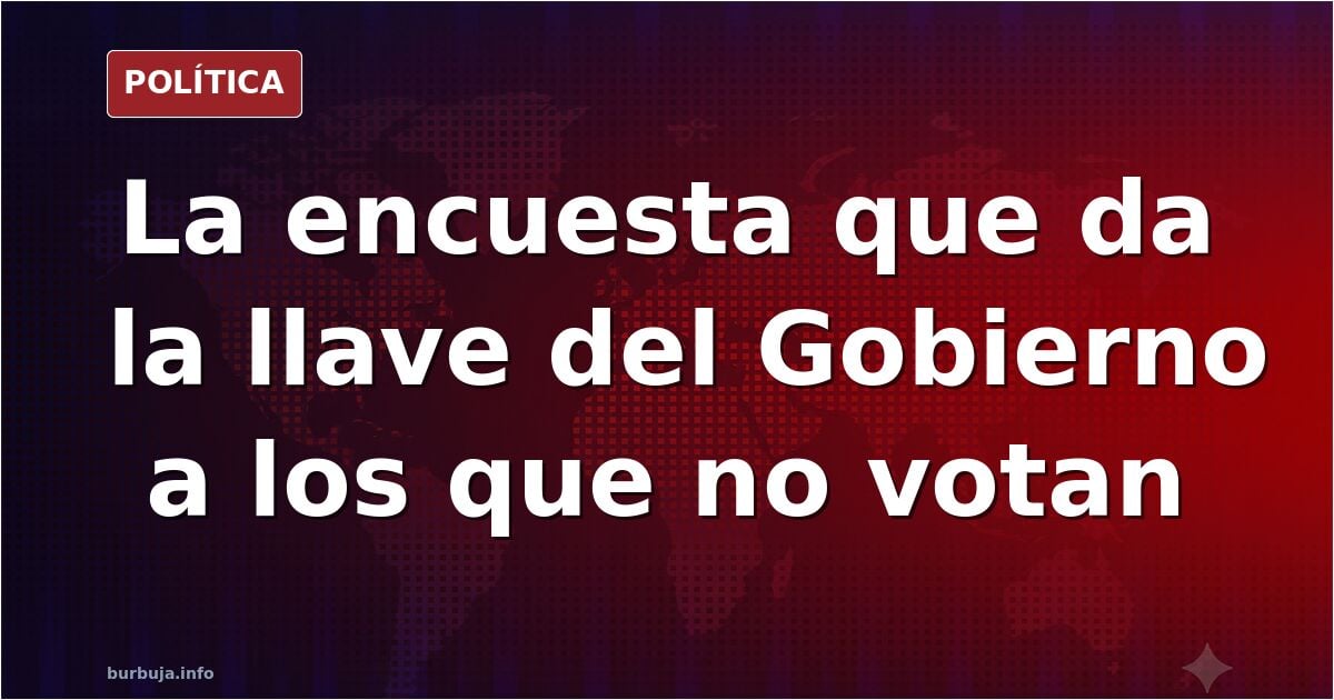 Ilustración editorial de una urna electoral con papeletas de intención de voto y una papeleta en blanco destacando entre las 