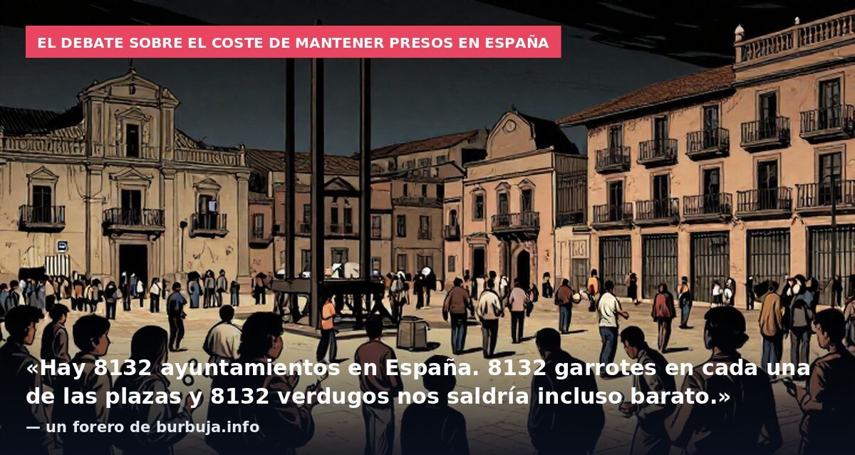 El debate sobre el coste de mantener presos en España: «Hay 8132 ayuntamientos en España. 8132 garrotes en cada una de las plazas y 8132 verdugos nos saldría incluso barato.» — un forero de burbuja.info