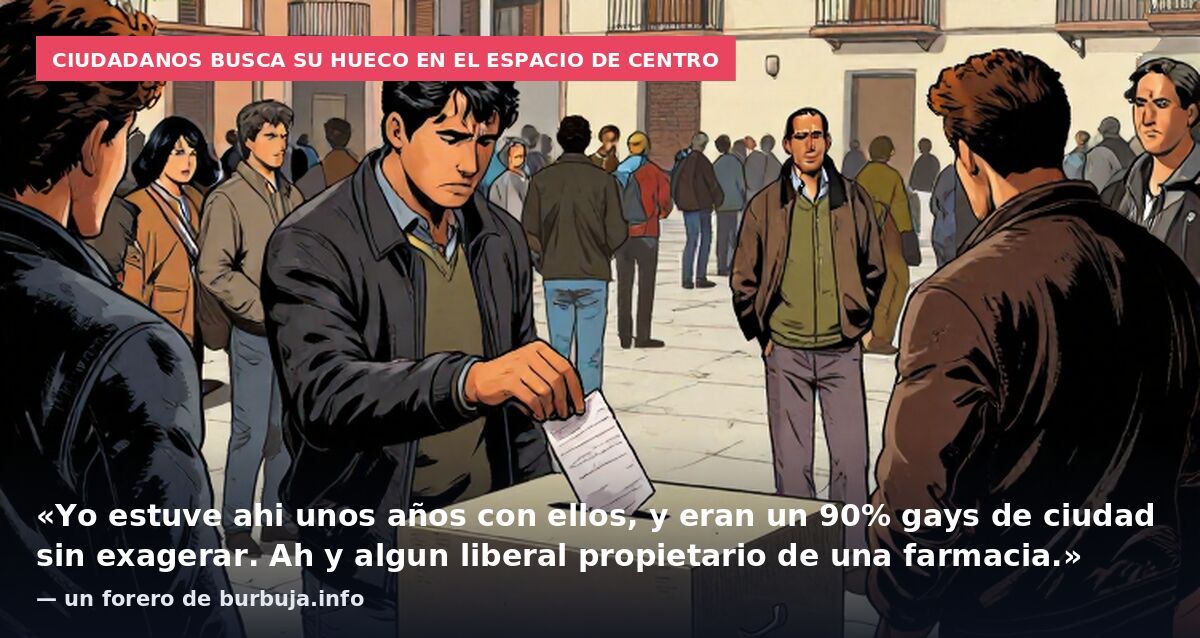 Ciudadanos busca su hueco en el espacio de centro: «Yo estuve ahi unos años con ellos, y eran un 90% gays de ciudad sin exagerar. Ah y algun liberal propietario de una farmacia.» — un forero de burbuja.info