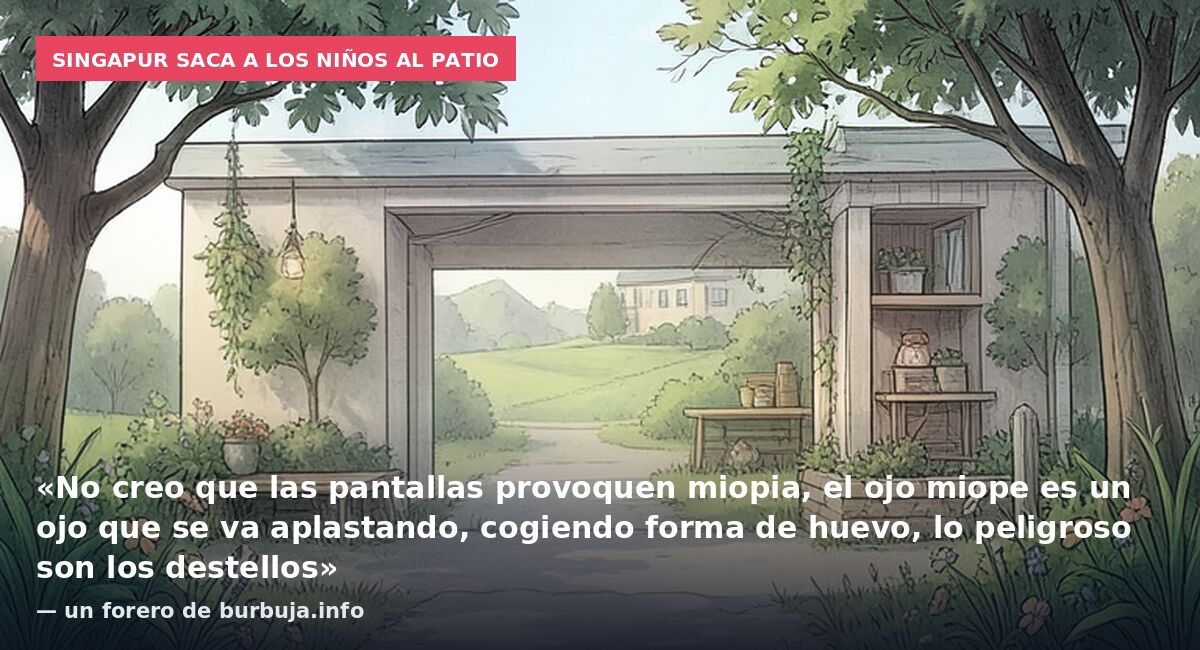 Singapur saca a los niños al patio: «No creo que las pantallas provoquen miopia, el ojo miope es un ojo que se va aplastando, cogiendo forma de huevo, lo peligroso son los destellos» — un forero de burbuja.info
