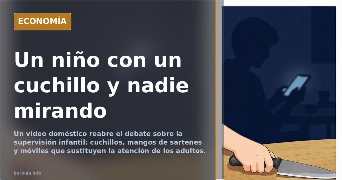 Un vídeo muestra a un niño con un cuchillo y a la adulta sin mirar
