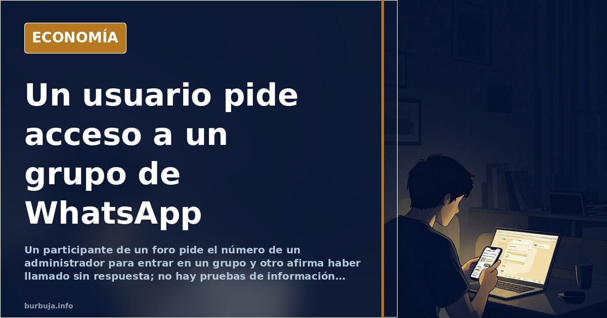 Ilustración editorial de un teléfono móvil mostrando un grupo de WhatsApp con mensajes y una figura de administrador