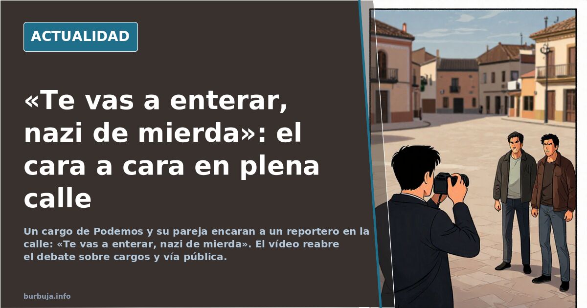 Dos personas encarándose con un reportero en una parada de tren de Parla, escena de tensión en espacio público