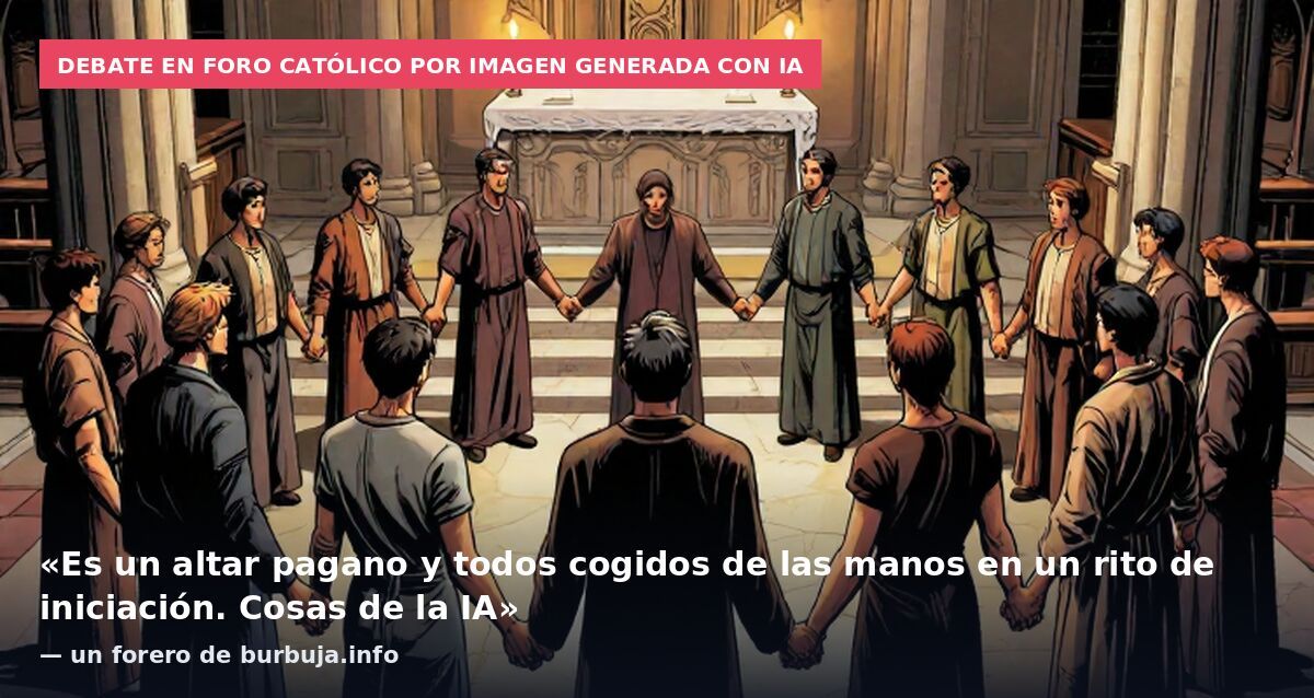 Debate en foro católico por imagen generada con IA: «Es un altar pagano y todos cogidos de las manos en un rito de iniciación. Cosas de la IA» — un forero de burbuja.info