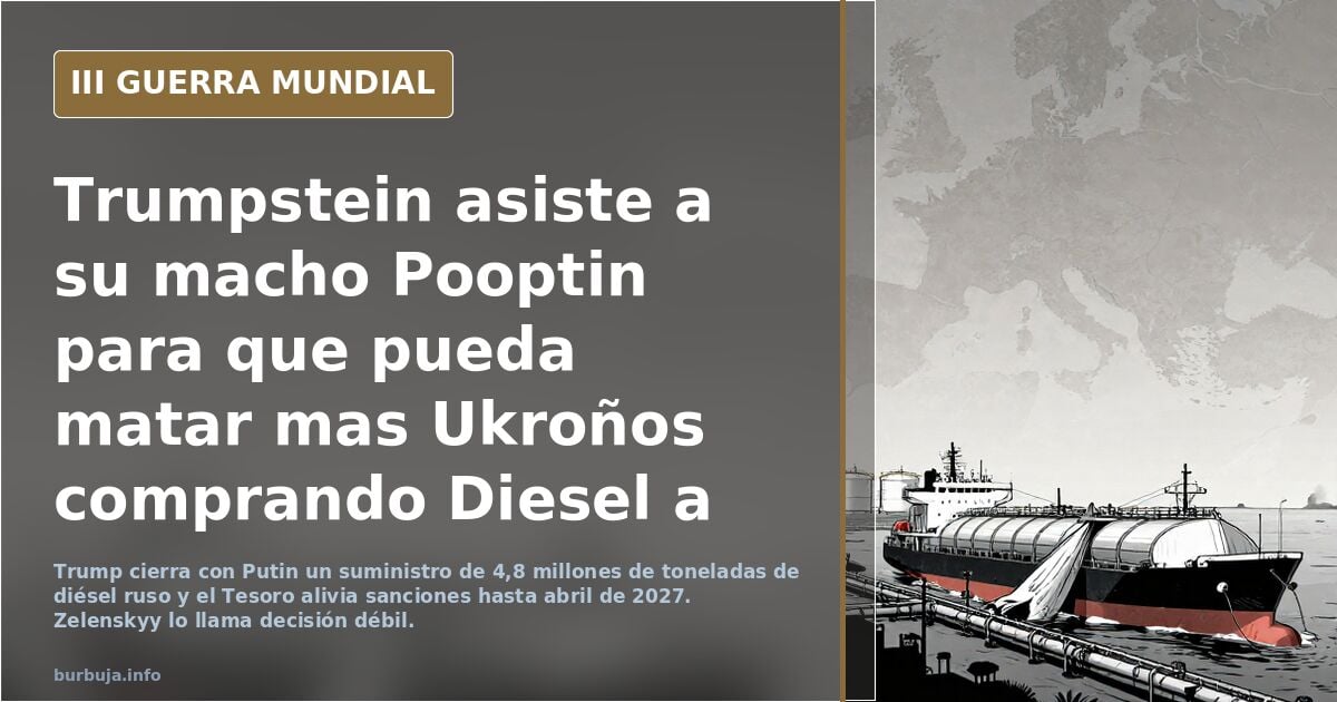 Trumpstein asiste a su macho Pooptin para que pueda matar mas Ukroños comprando Diesel a Basurrusia