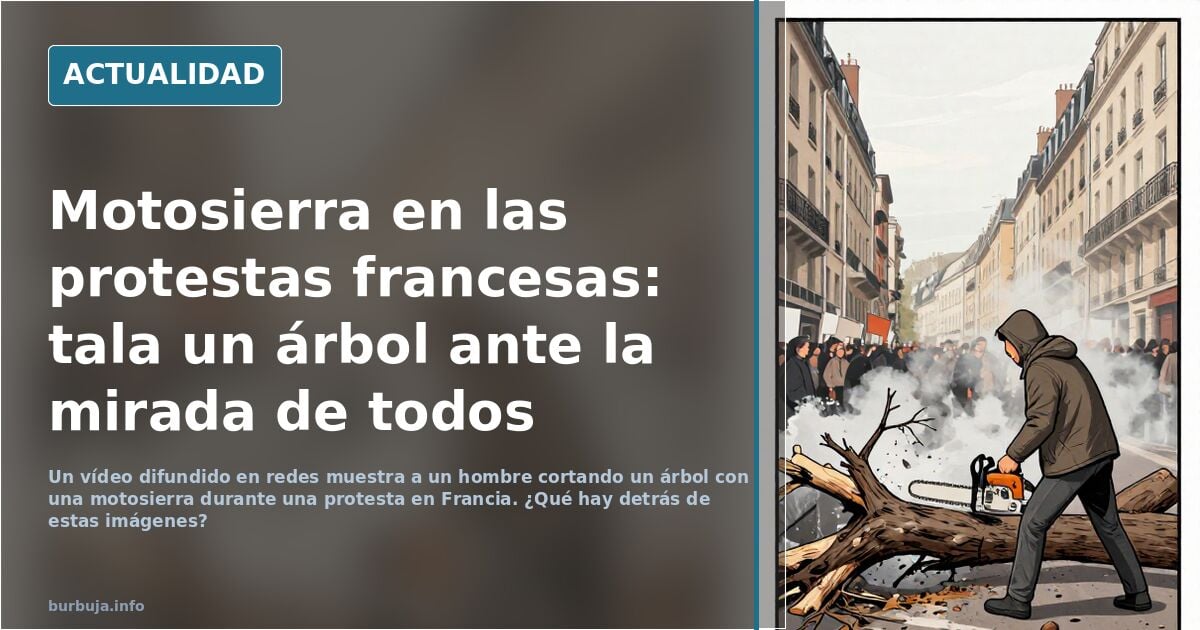En Francia los manifestantes van con motosierras cortando árboles.