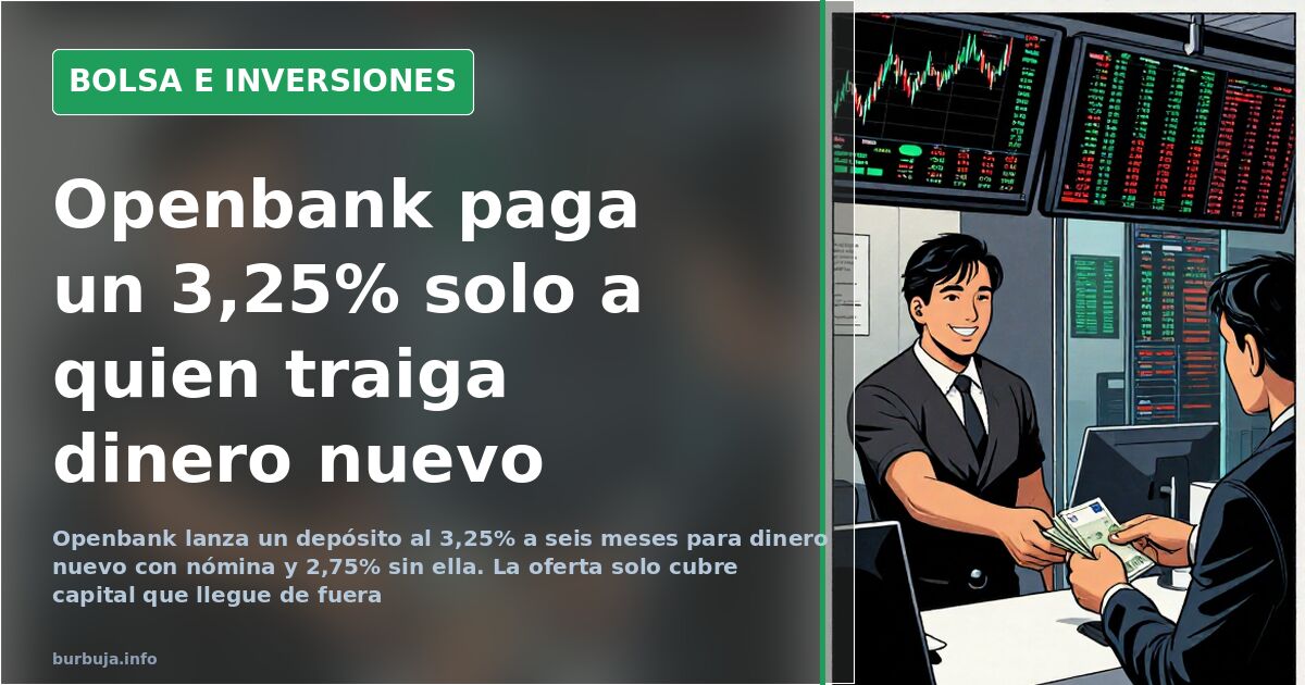 Openbank ofrece un 3,25% a 6 meses para dinero nuevo