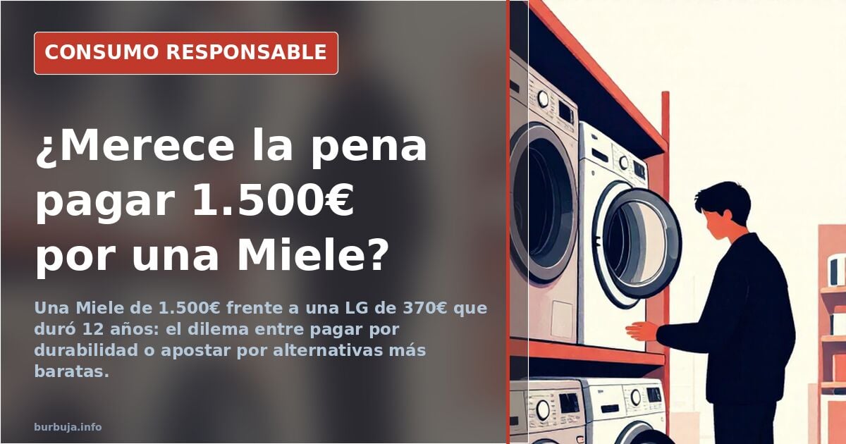 Lavadora Miele de carga frontal en una cocina, símbolo del debate sobre si merece la pena pagar 1.500 euros por su durabilida