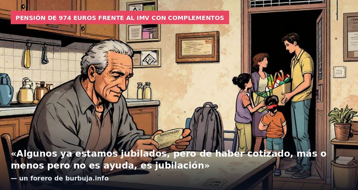 Pensión de 974 euros frente al IMV con complementos: «Algunos ya estamos jubilados, pero de haber cotizado, más o menos pero no es ayuda, es jubilación» — un forero de burbuja.info