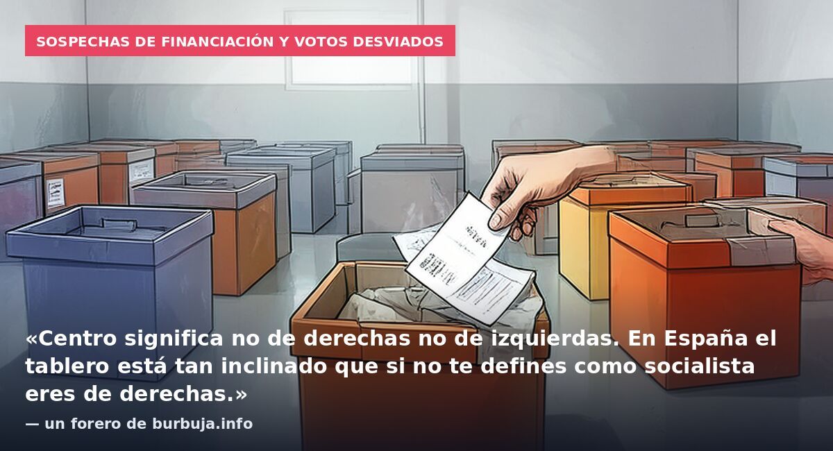 Sospechas de financiación y votos desviados: «Centro significa no de derechas no de izquierdas. En España el tablero está tan inclinado que si no te defines como socialista eres de derechas.» — un forero de burbuja.info