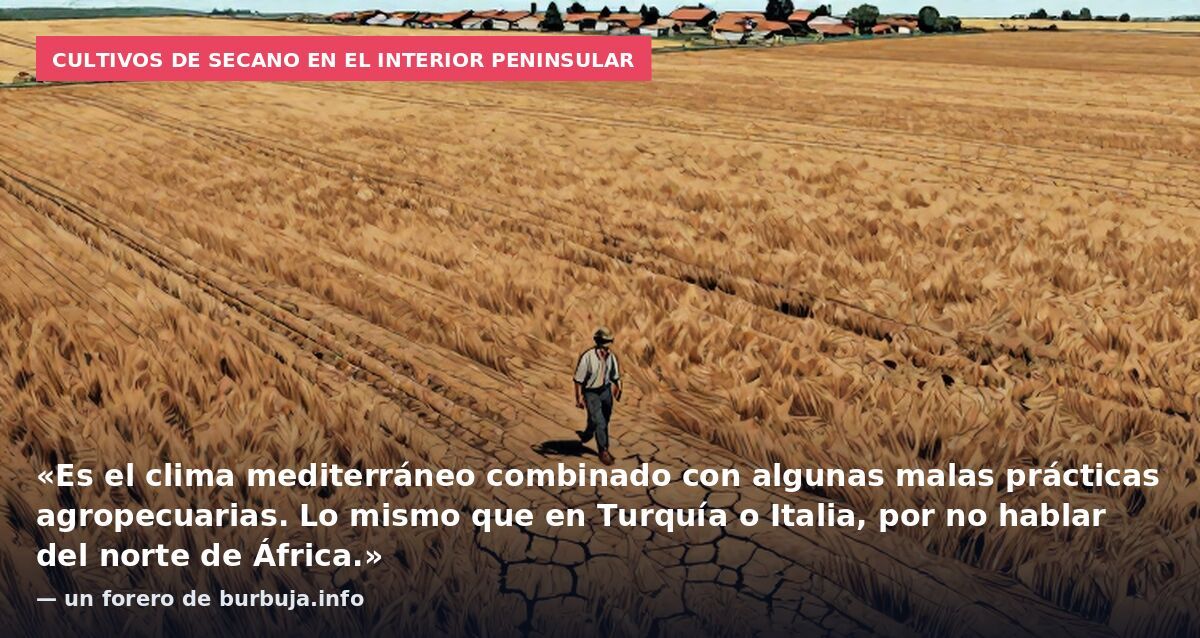 Cultivos de secano en el interior peninsular: «Es el clima mediterráneo combinado con algunas malas prácticas agropecuarias. Lo mismo que en Turquía o Italia, por no hablar del norte de África.» — un forero de burbuja.info