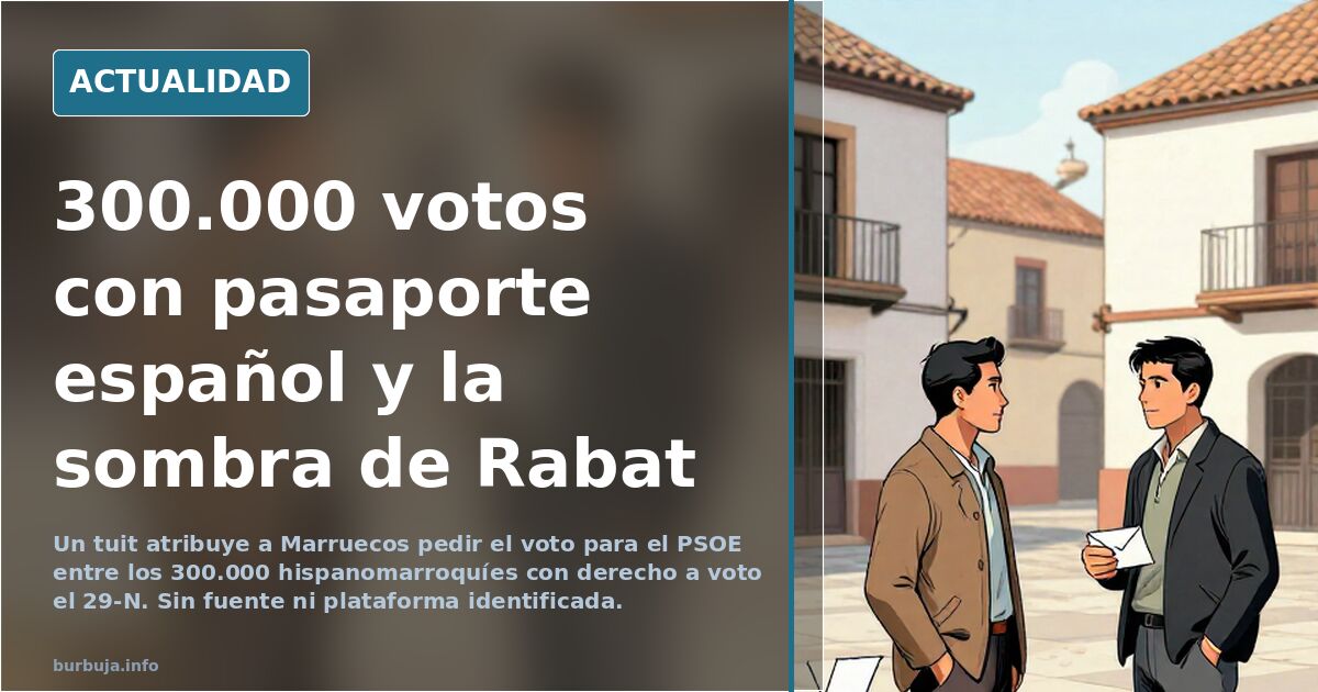 Mapa de España y Marruecos con una urna electoral en el centro, simbolizando el voto de los 300.000 hispanomarroquíes