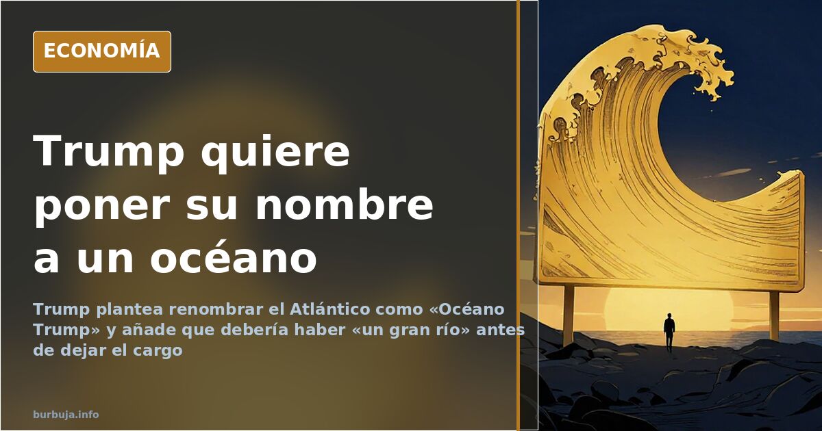 Ilustración editorial de un globo terráqueo con el océano Atlántico destacado y una placa de bronce con el nombre Océano Trum