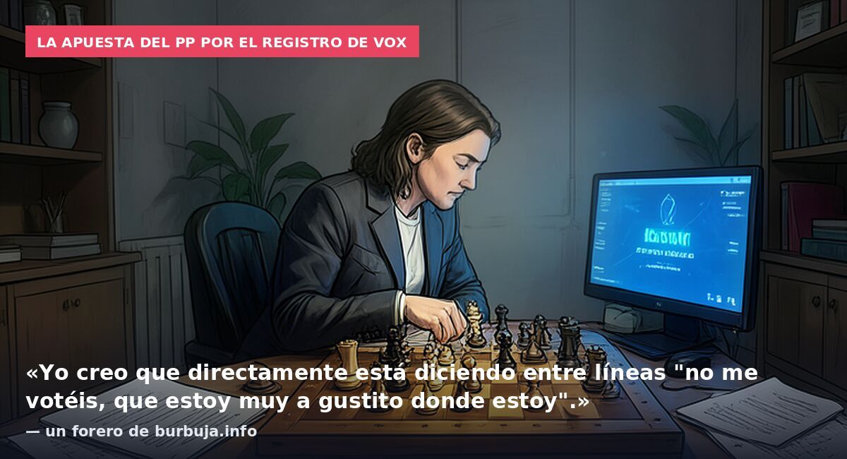 La apuesta del PP por el registro de VOX: «Yo creo que directamente está diciendo entre líneas "no me votéis, que estoy muy a gustito donde estoy".» — un forero de burbuja.info