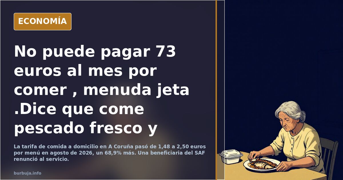 No puede pagar 73 euros al mes por comer , menuda jeta .Dice que come pescado fresco y filetes de ternera a diario .