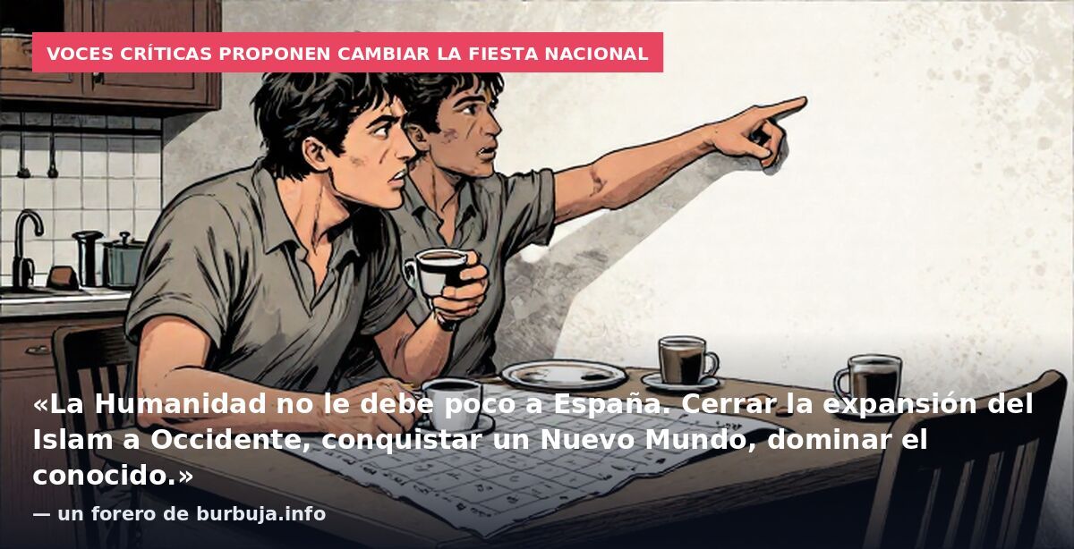 Voces críticas proponen cambiar la fiesta nacional: «La Humanidad no le debe poco a España. Cerrar la expansión del Islam a Occidente, conquistar un Nuevo Mundo, dominar el conocido.» — un forero de burbuja.info