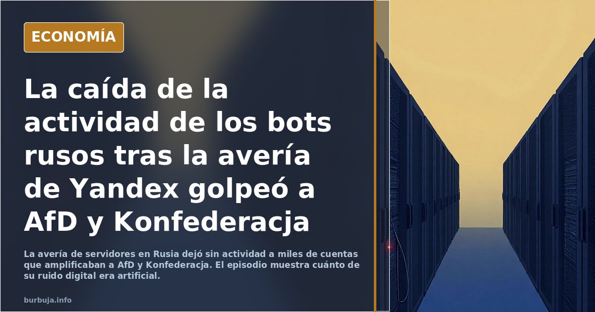 La caída de la actividad de los bots rusos tras la avería de Yandex golpeó a AfD y Konfederacja con más fuerza que cualquier debate parlamentario