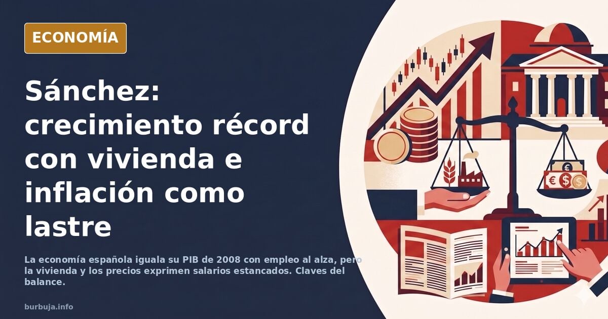 Balance de gobiernos Sánchez: líder en crecimiento económico y empleo, lastre de vivienda e inflación