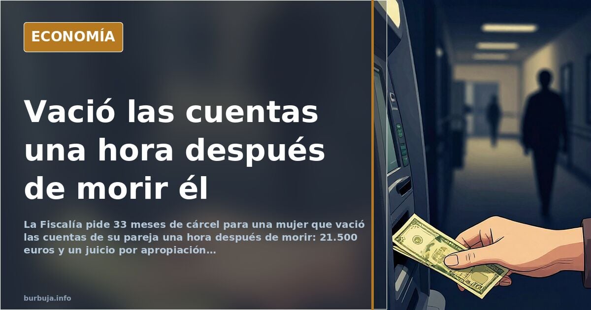 Una hora tras la muerte: vació las cuentas y pide 33 meses