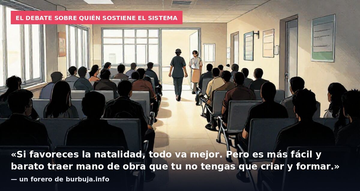 El debate sobre quién sostiene el sistema: «Si favoreces la natalidad, todo va mejor. Pero es más fácil y barato traer mano de obra que tu no tengas que criar y formar.» — un forero de burbuja.info