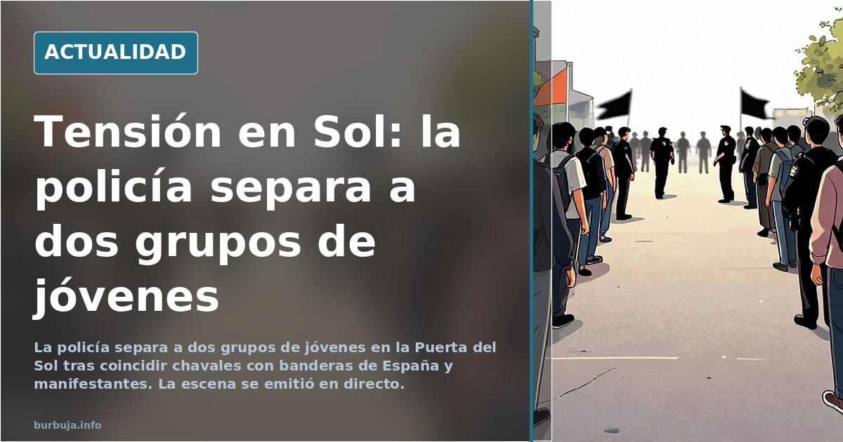 Puerta del Sol: la policía separa a jóvenes con banderas de España y manifestantes