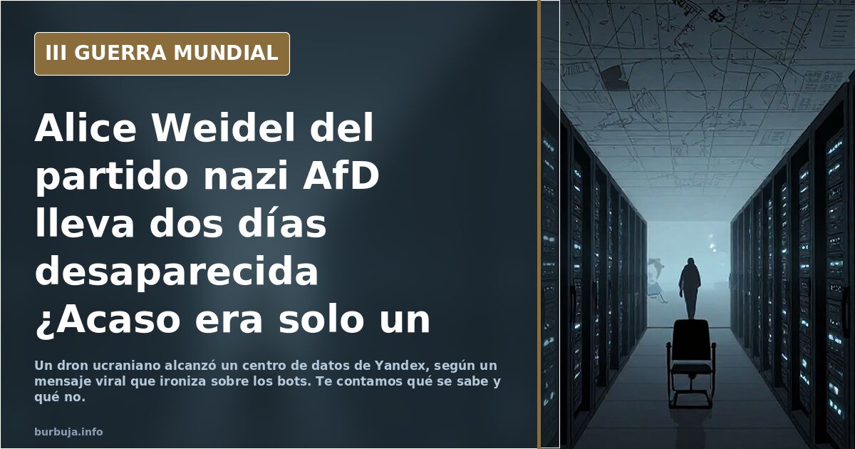 Alice Weidel del partido nancy AfD lleva dos días desaparecida ¿Acaso era solo un bot ruso?