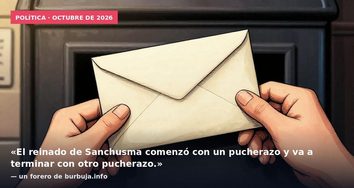 Política · octubre de 2026: «El reinado de Sanchusma comenzó con un pucherazo y va a terminar con otro pucherazo.» — un forero de burbuja.info