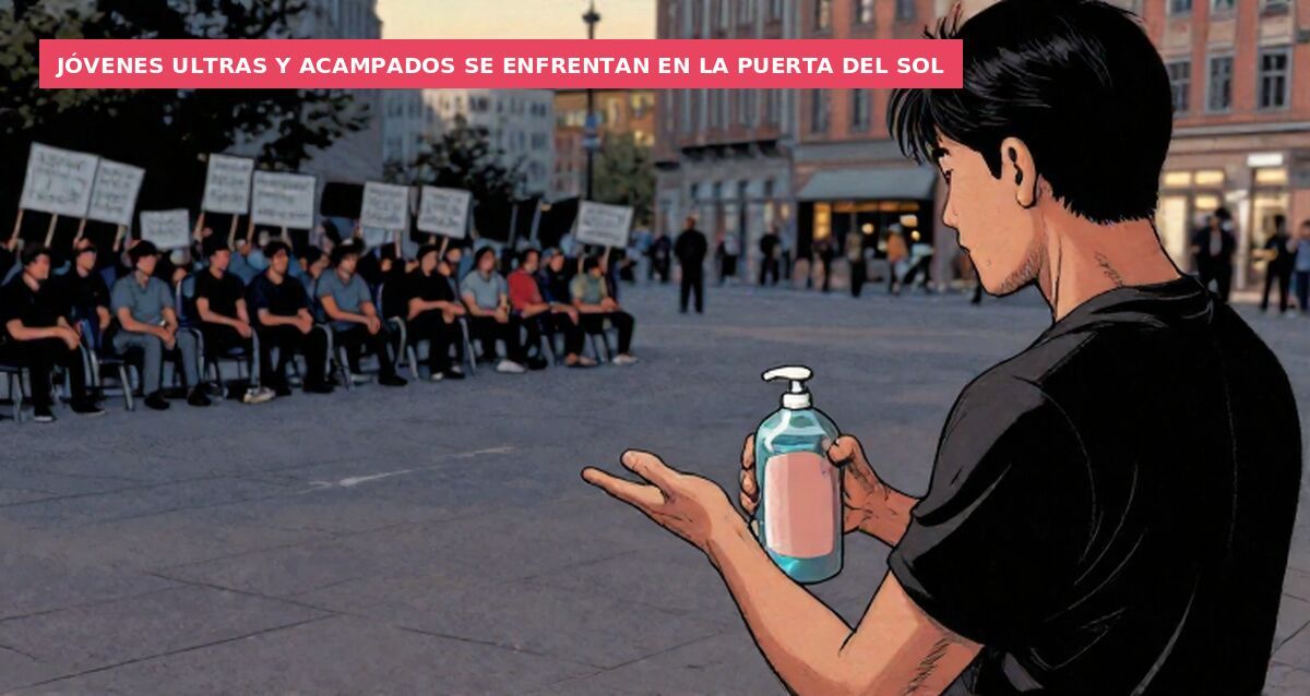 Jóvenes ultras y acampados se enfrentan en la Puerta del Sol