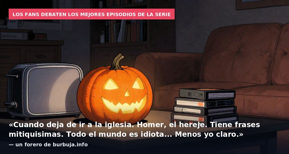 Los fans debaten los mejores episodios de la serie: «Cuando deja de ir a la iglesia. Homer, el hereje. Tiene frases mitiquisimas. Todo el mundo es idiota... Menos yo claro.» — un forero de burbuja.info