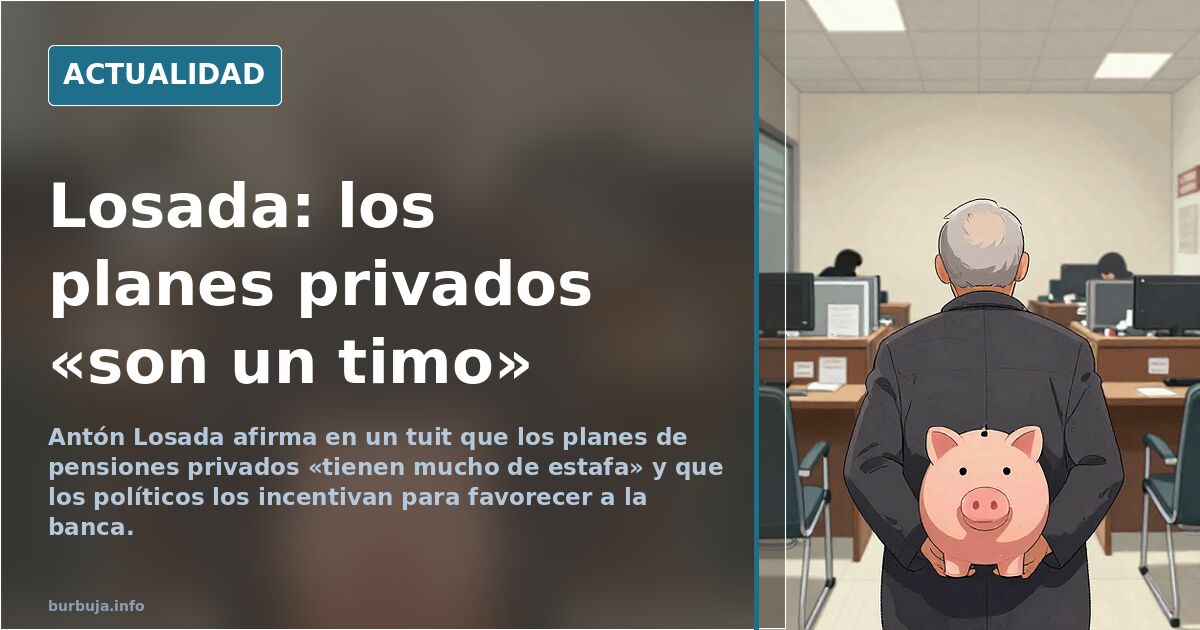 Ilustración editorial de un hombre ante una hucha con forma de banco y gráficos de rentabilidad descendente, simbolizando los