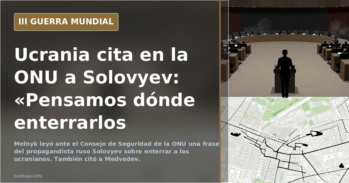 Andrii Melnyk, representante permanente de Ucrania ante la ONU, citó una declaración del propagandista ruso Solovyev