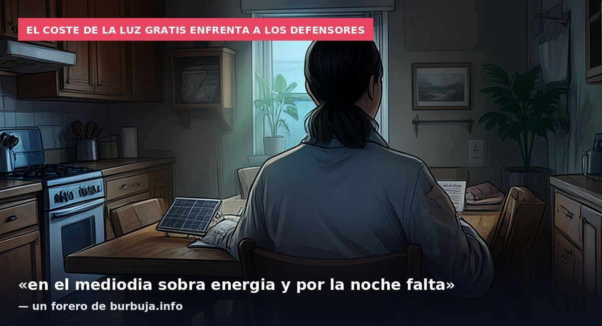 El coste de la luz gratis enfrenta a los defensores: «en el mediodia sobra energia y por la noche falta» — un forero de burbuja.info