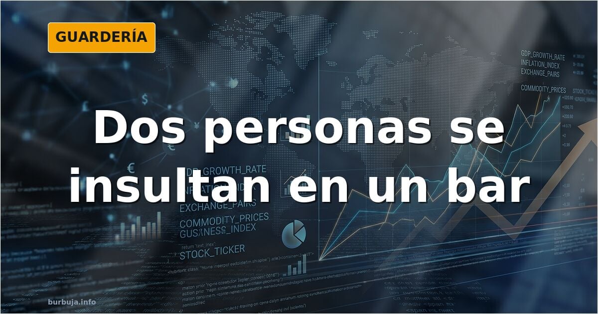 Escena de barra de bar con dos personas enfrentadas y una silla golpeada, ilustración de tensión social urbana