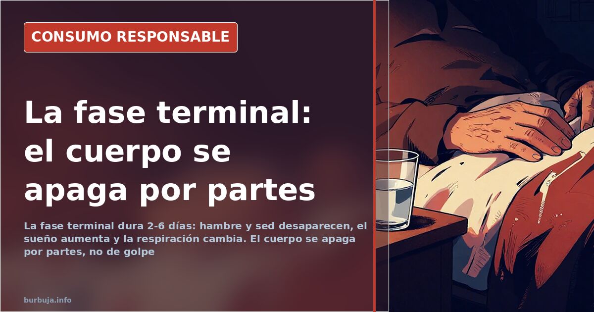 Persona mayor encamada en fase terminal con la respiración alterada y la piel pálida, cambio corporal previo a la muerte