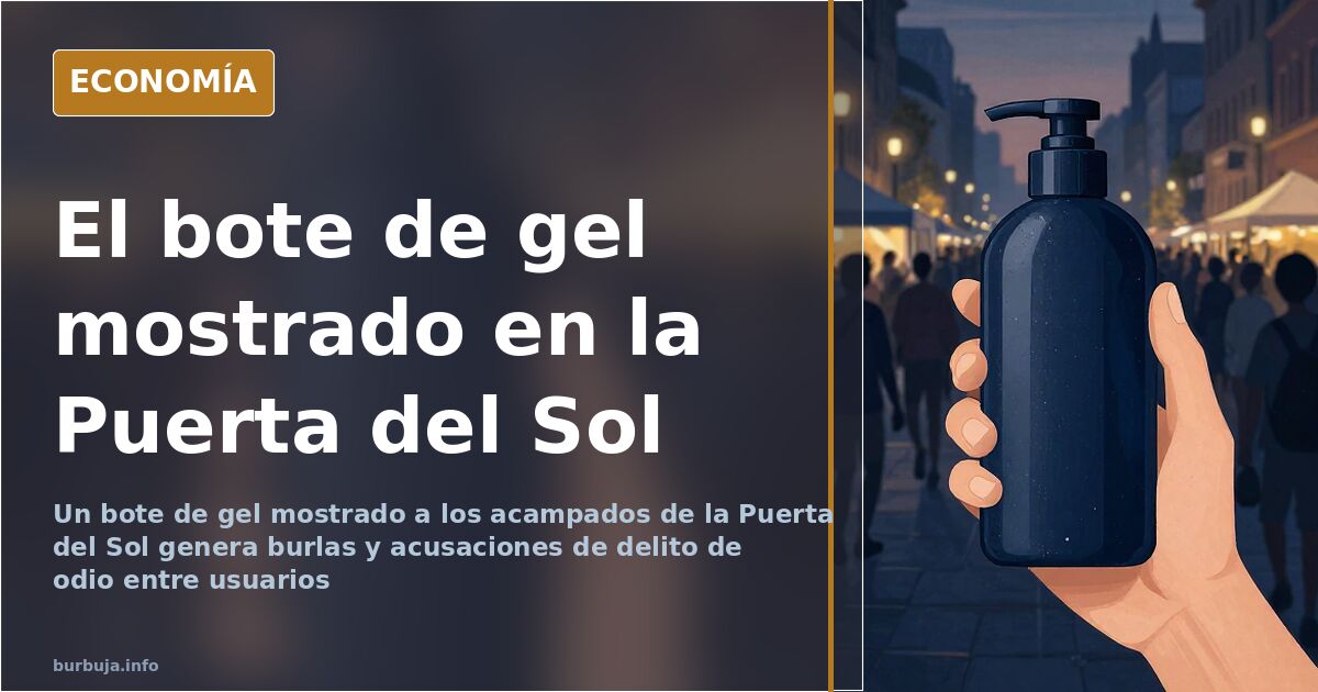 Un bote de gel mostrado a los acampados de la Puerta del Sol