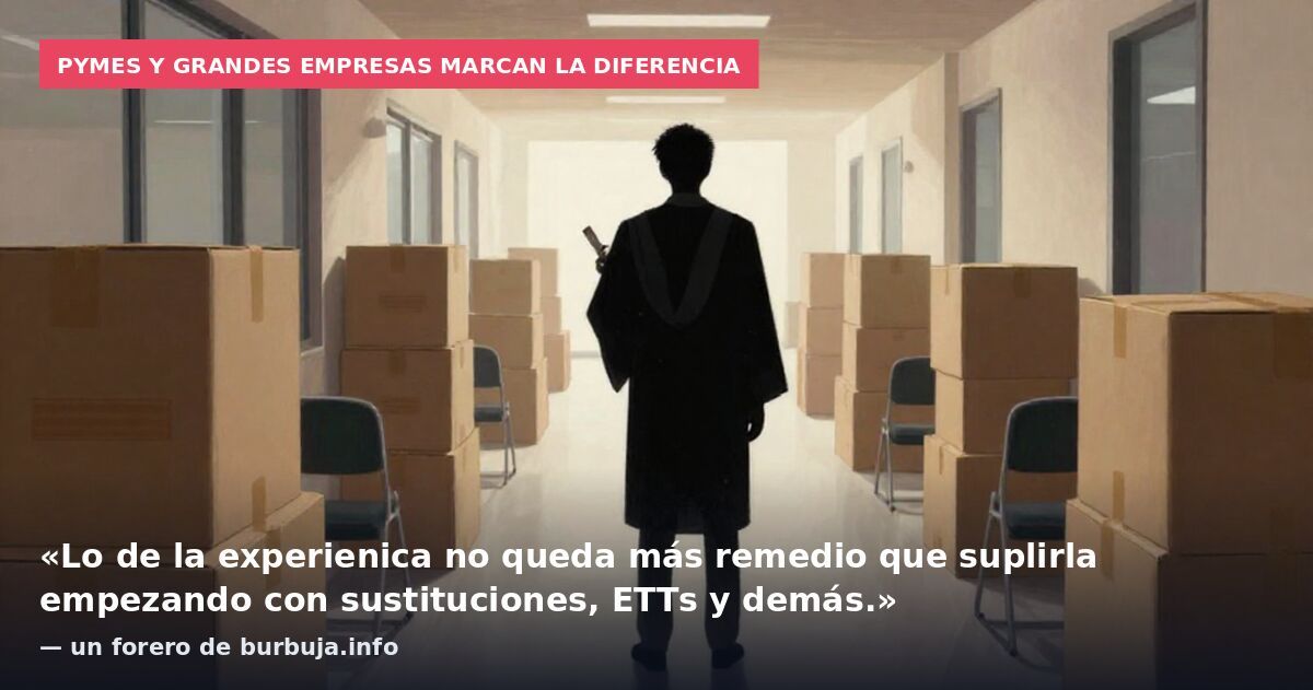 Pymes y grandes empresas marcan la diferencia: «Lo de la experienica no queda más remedio que suplirla empezando con sustituciones, ETTs y demás.» — un forero de burbuja.info