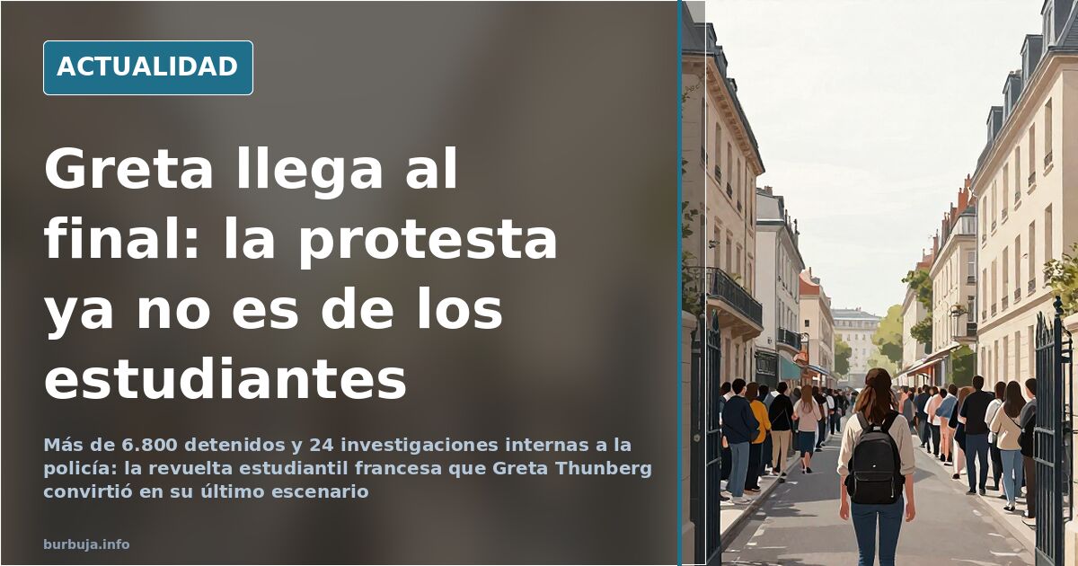 Jóvenes estudiantes frente al instituto bloqueado en Saint-Denis con pancartas y cámaras de prensa al fondo
