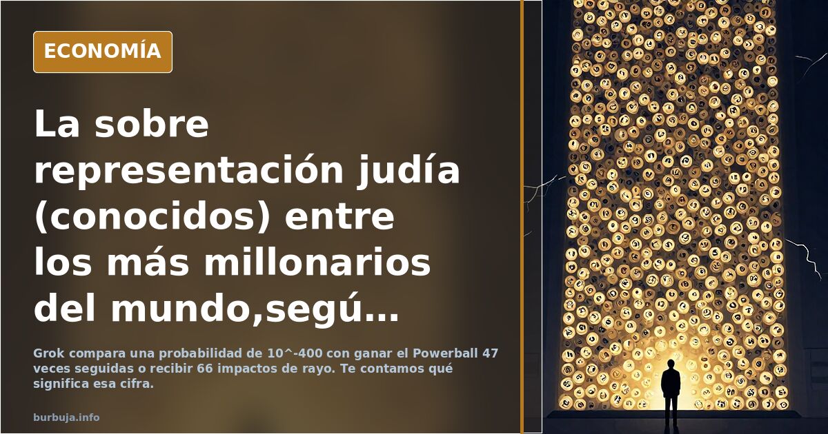 La sobre representación judía (conocidos) entre los más millonarios del mundo,según Grok es igual de difícil que te toque 47 veces seguidas la lotería
