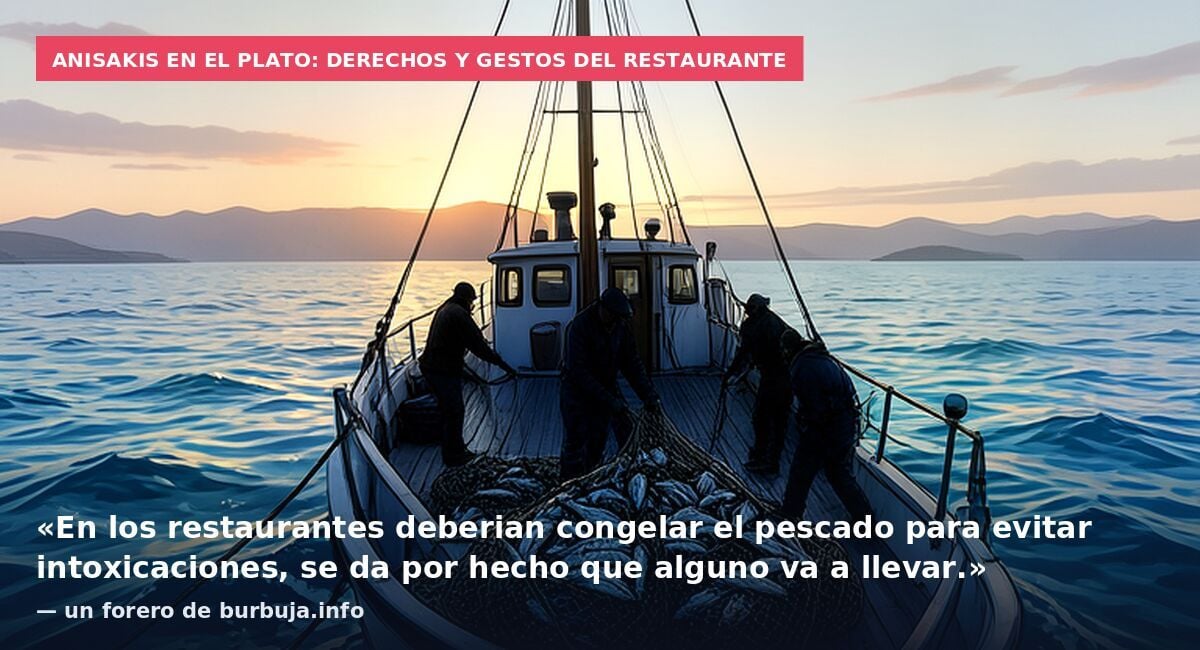 Comida familiar en restaurante y ANISAKIS