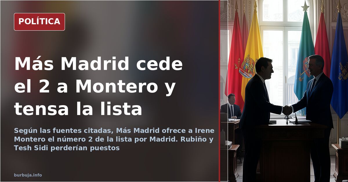 Más Madrid ofrece a Irene Montero el número 2 por Madrid