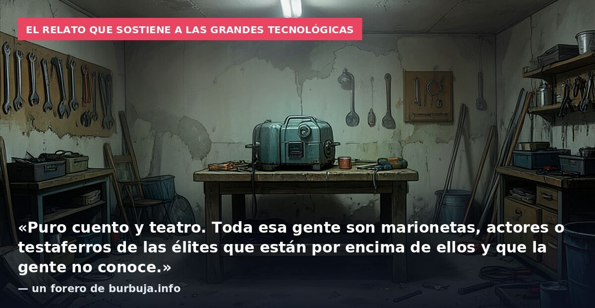El relato que sostiene a las grandes tecnológicas: «Puro cuento y teatro. Toda esa gente son marionetas, actores o testaferros de las élites que están por encima de ellos y que la gente no conoce.» — un forero de burbuja.info