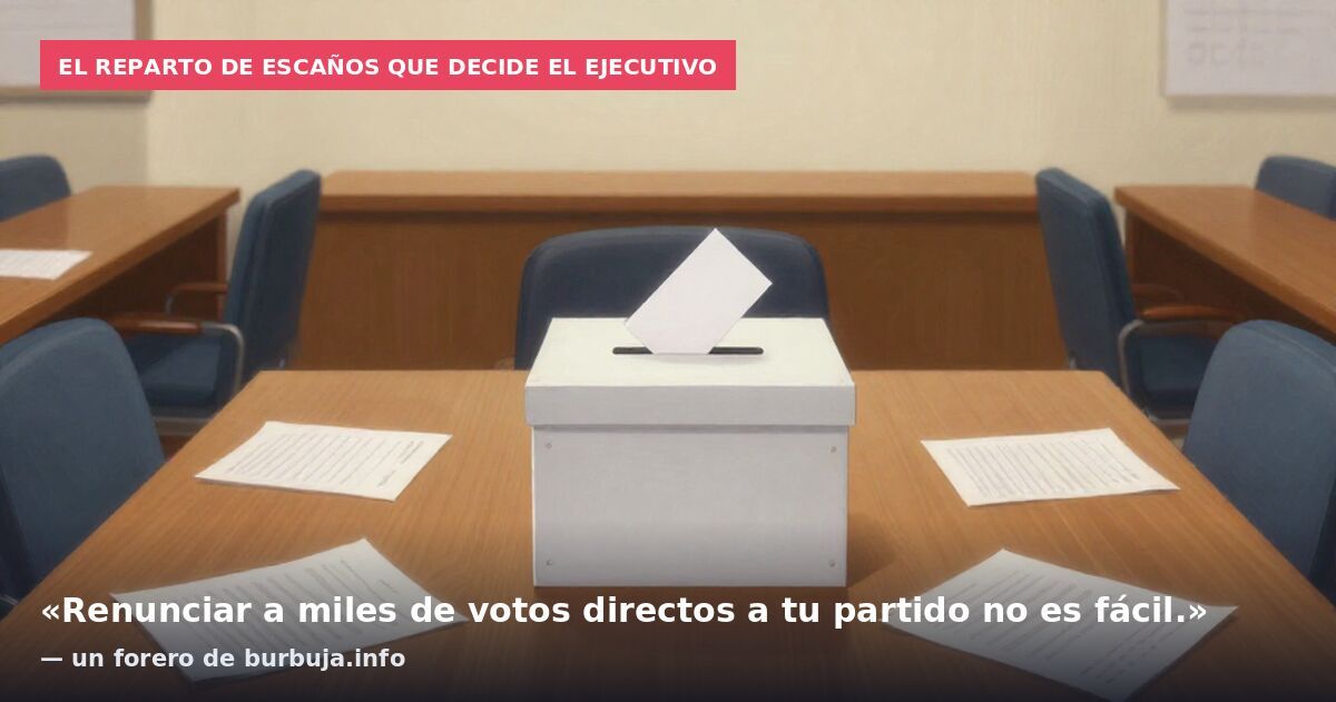 El reparto de escaños que decide el Ejecutivo: «Renunciar a miles de votos directos a tu partido no es fácil.» — un forero de burbuja.info