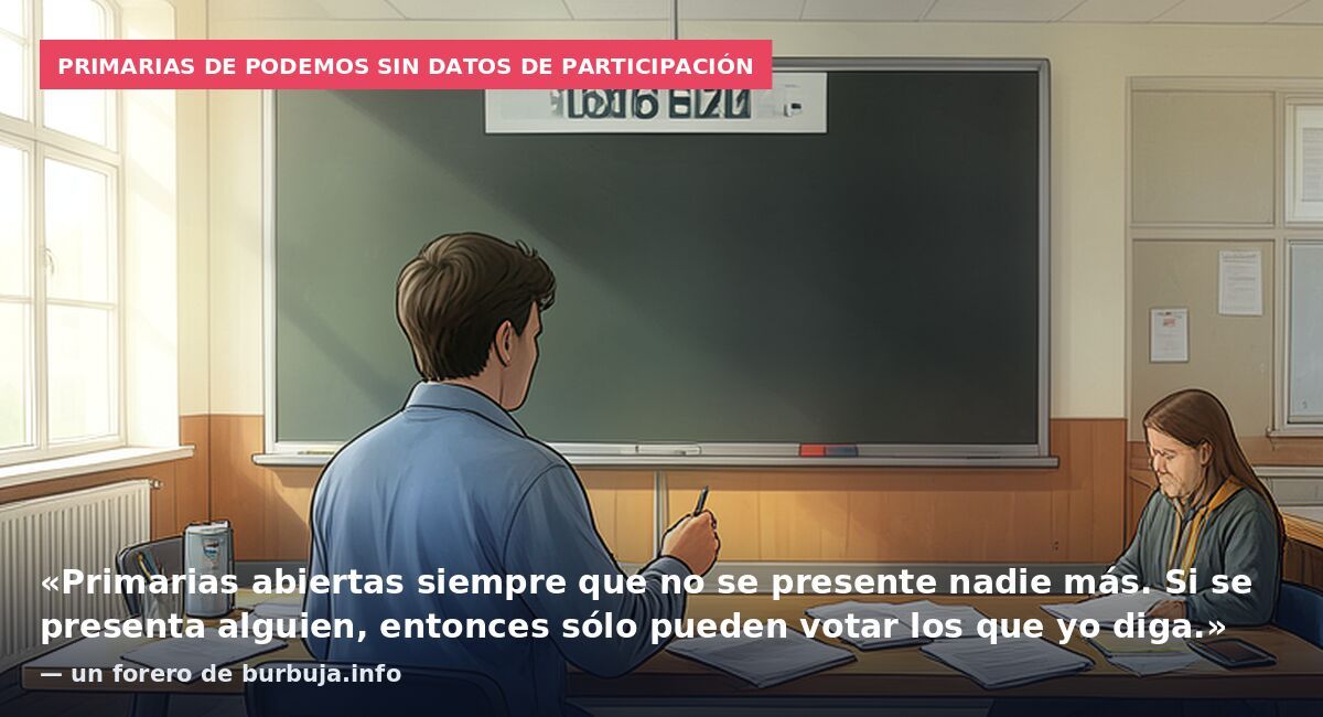 Primarias de Podemos sin datos de participación: «Primarias abiertas siempre que no se presente nadie más. Si se presenta alguien, entonces sólo pueden votar los que yo diga.» — un forero de burbuja.info